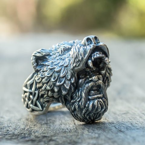 Bear Warrior Biker Ring